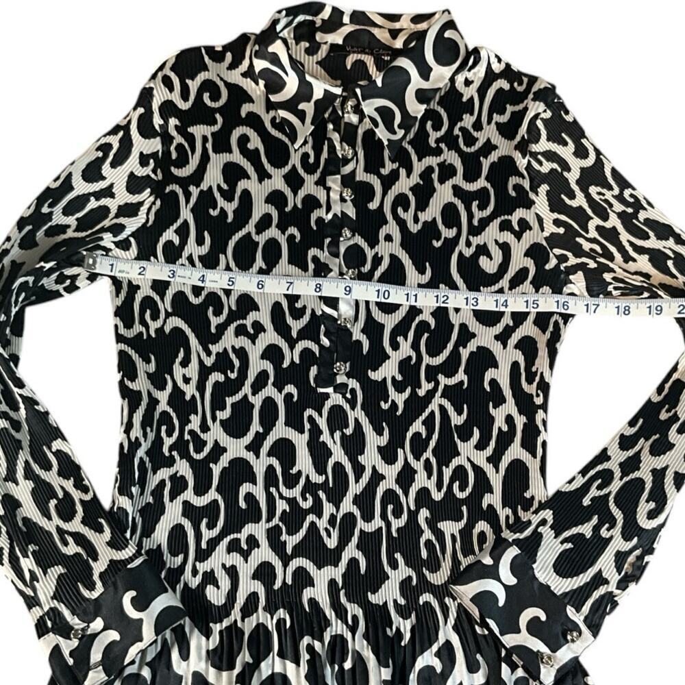 Vintage Violet & Claire New York Long Sleeve Blouse Black/White 3/4 Button Up M - Picture 7 of 11